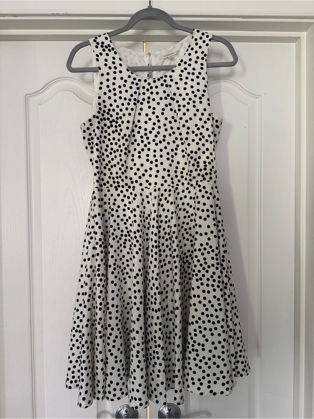 41 Hawthorn White and Black Polka Dot Fit-and-Flare Dress